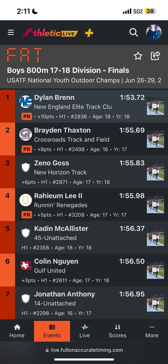 PR with 1:55:98 in the 800m after recovering from a hamstring injury! Placed 4th in the 2024 USATF Youth Championships. Hard work pays off! #ComebackStrong <a href="/usatf/">USATF</a> <a href="/Coach_Hersh/">Ryan Hershberger</a> <a href="/SheldonHutchin8/">Coach Hutchinson</a> <a href="/aggietfxc/">Texas A&M Track & Field/Cross Country</a> <a href="/aggietfxc/">Texas A&M Track & Field/Cross Country</a> <a href="/mohsathletics/">Moanalua Athletics</a> <a href="/HawaiiRecruits/">Hawaii Recruits</a> <a href="/HawaiiNewsNow/">Hawaii News Now</a> <a href="/HowardU/">Howard University</a> <a href="/DukeTFXC/">Duke Track & Field and Cross Country</a>