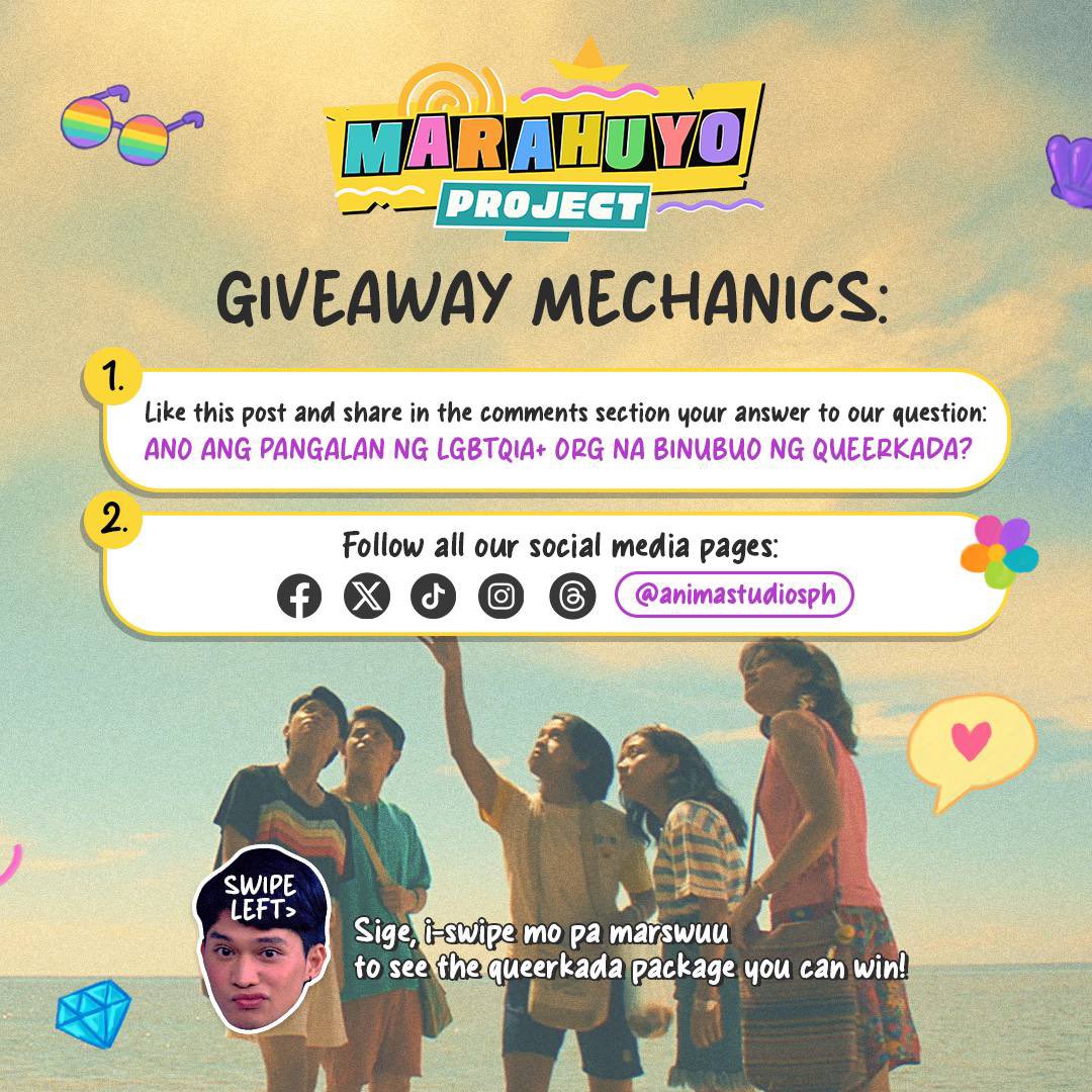 animastudiosph's tweet image. Marswuuu!! Pwede ba namang matapos ang #MarahuyoProject without a giveaway?! &apos;Di tayo papayag! Korique? 😜

Eto na! Eto na&apos;t magkalampagan tayo for your chance to win Marahuyo Project merch! Only 5 winners will be chosen kaya naman go and make Baylon Nalundasan proud 🌈