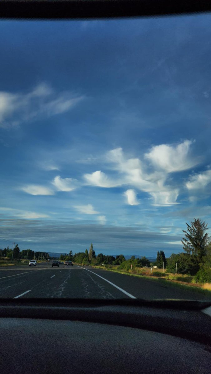 DRanger247's tweet photo. Hey @MarkNelsenKPTV and @WeatherJefe, had a quick question about what makes these clouds like this. Or if they are just normal clouds, haven't seen them before. Noticed them between Scappoose and Longview area https://t.co/VCth9sS8Pq