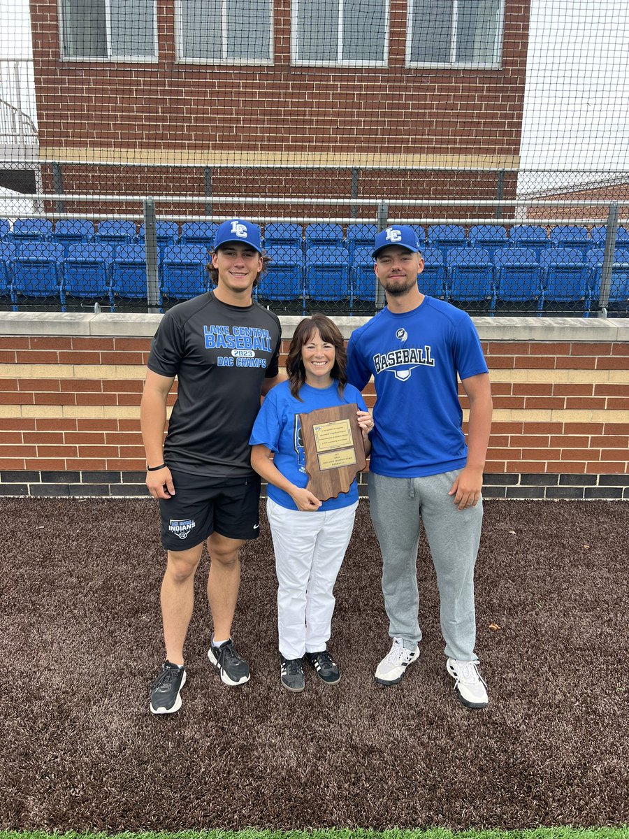 Blake Sivak &amp; Brendan Smith were able to present Mrs. Carrie Brown the <a href="/IHSAA1/">IHSAA</a> Champion Educator award! Thanks to her for being an amazing teacher and supporter of <a href="/LCIndians/">LC Athletics</a>!!