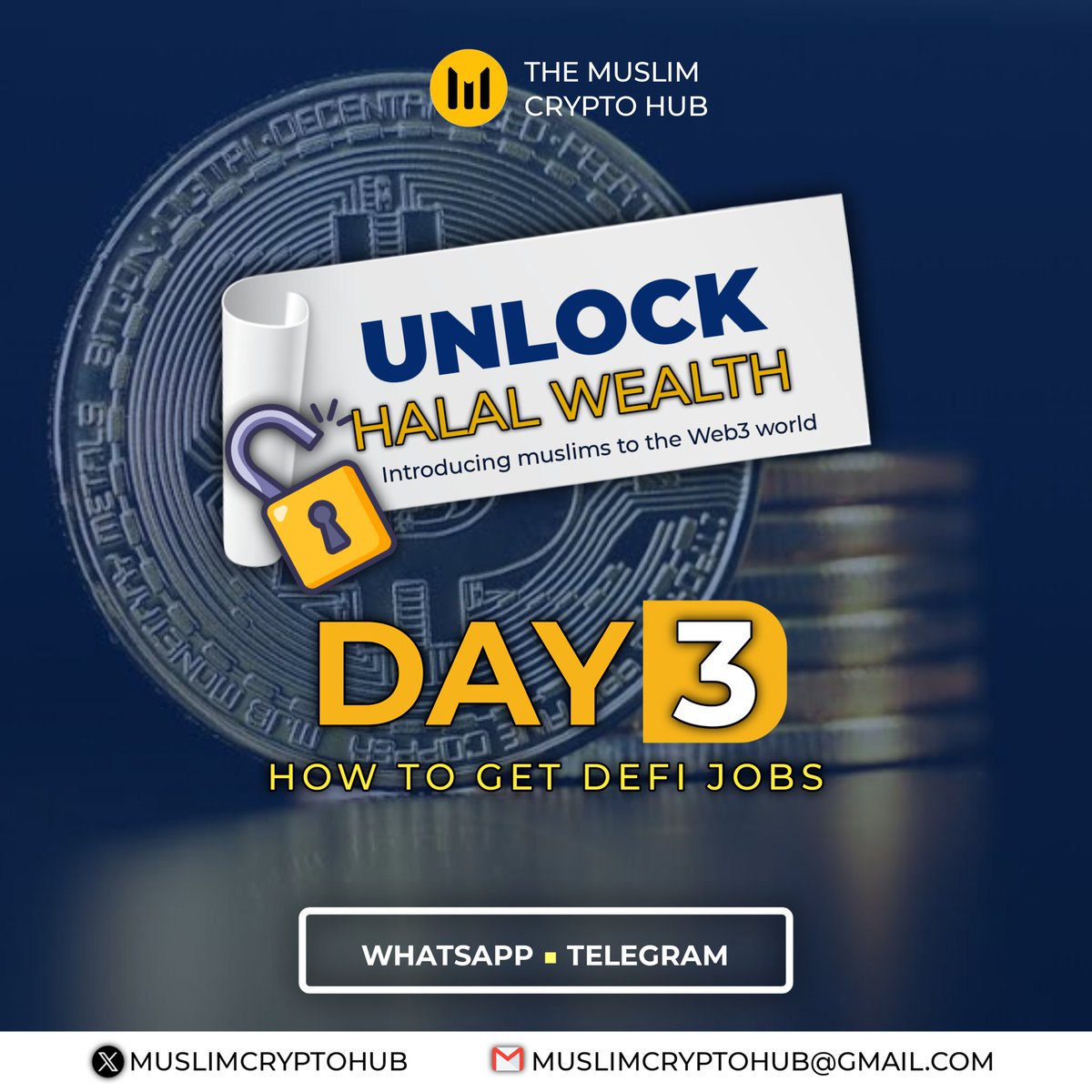 muslimcryptohub's tweet photo. 🚀 Day 3 of our #UnlockDeFi series was a success! Today we explored various DeFi jobs and how to secure them. Thank you to everyone who joined and made it interactive!

Share what you learned today and tag us @muslimcryptohub. We’ll quote your posts!

#UnlockWeb3 #MCH #UnlockDeFi https://t.co/a711SGFEr6