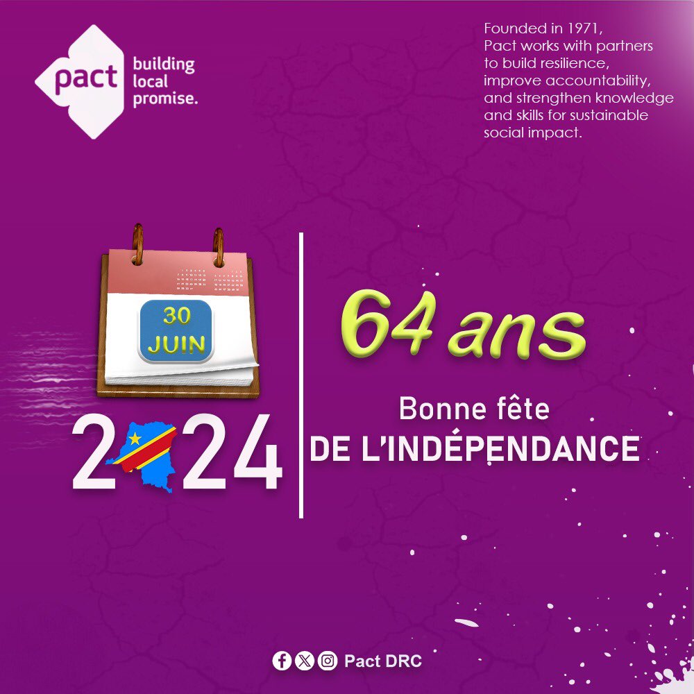 PactDRC's tweet photo. Bonne fête de l’indépendance à tous les congolais!🇨🇩 https://t.co/vy6jEj1wFA
