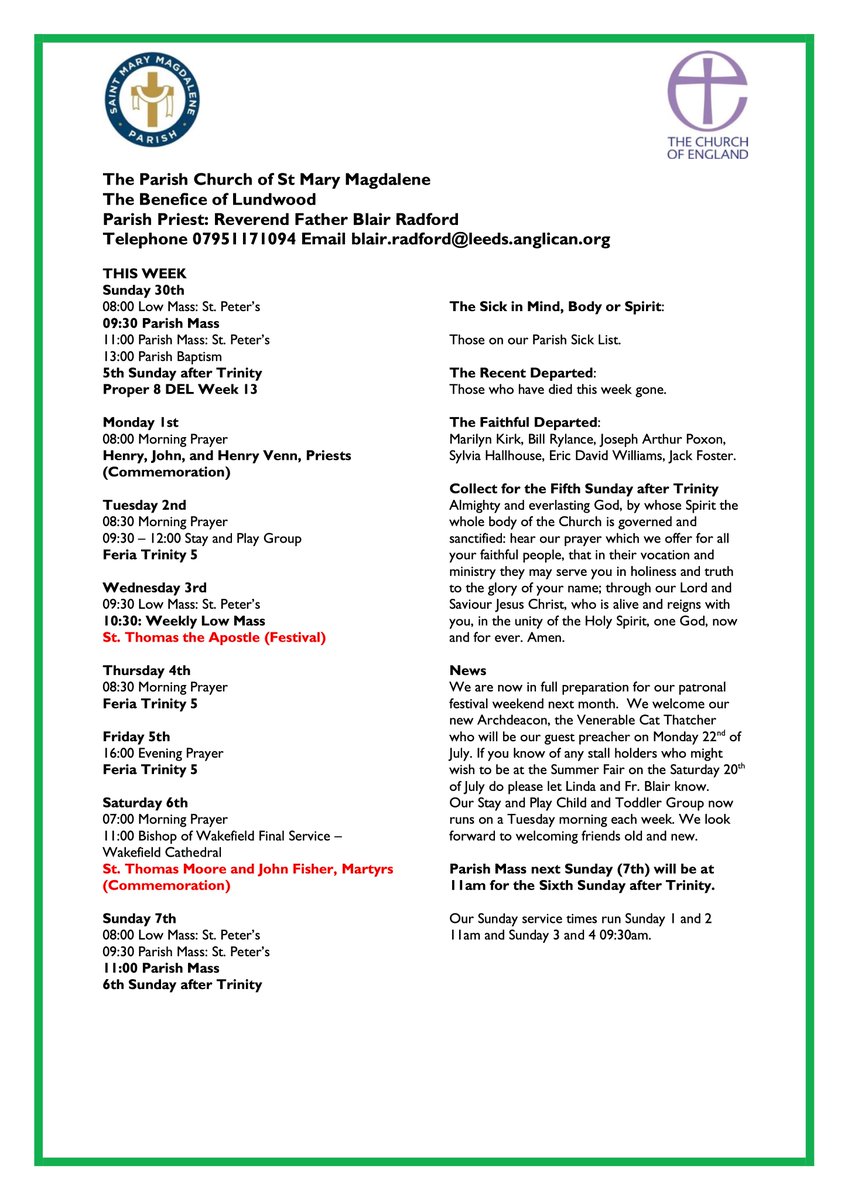 Mass times this week. <a href="/churchofengland/">The Church of England</a> @BishopWakefield <a href="/LeedsCofE/">Diocese of Leeds</a> <a href="/Mayor_Barnsley/">Mayor of Barnsley</a> <a href="/DanJarvisMBE/">Dan Jarvis MP</a> <a href="/ChronOnline/">Barnsley Chronicle</a> <a href="/OPA_LGr/">Littleworth Grange</a> #Barnsley #lovelundwood <a href="/NEBarnsley/">North East Area Team</a>