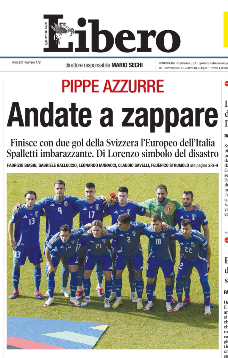 Dite all autore della prima pagina che per zappare ci vuole impegno, costanza e sacrificio, non è un lavoro per calciatori. 
Tantomeno per giornalisti cialtroni