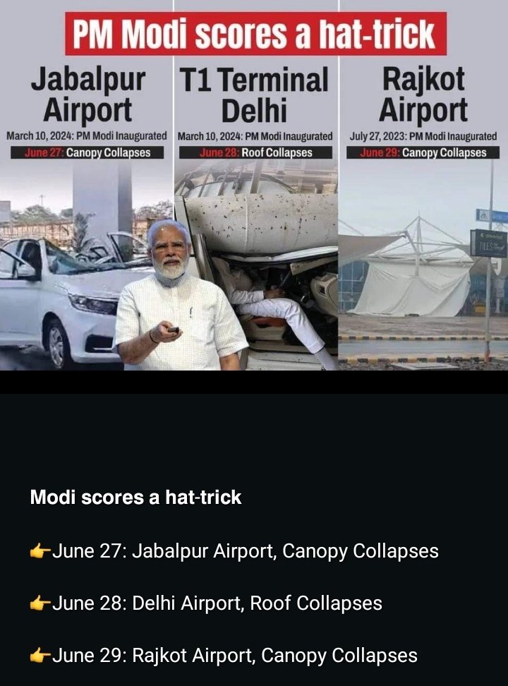 rgvermaaap's tweet photo. Do not bury ;
#Paper_Leak_Scam
#Infrastructure_Scam
Already @narendramodi @AmitShah @BJP4India are "अनुभवी" in burying gimmicks of Lies, Loot and Scams.
▪️Nation is aware of such "अनुभव" now, stop misleading public.
@AamAadmiParty @_INDIAAlliance @PTI_News @UN
#CJI_DY_Chandrachud https://t.co/zhdVZQEnKw