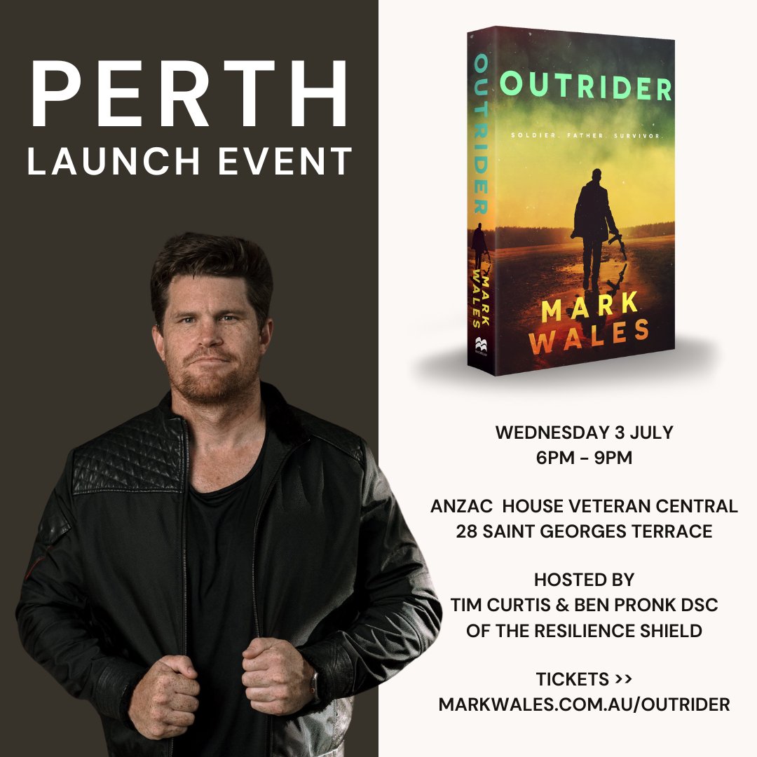 Perth! I'm heading back to the old stomping ground and would love to hang out to celebrate the launch of my debut novel OUTRIDER.

Tickets at markwales.com.au/outrider

See ya there!
