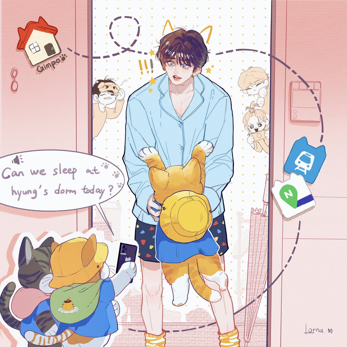 lornam_l's tweet photo. 《Finding 🐰🐱Hyung》
starring：soondoongdori
🚇🐱🐱🐱➡️🏠🐱
#leeknow #리노 #straykids https://t.co/3Ae3wpEbCR