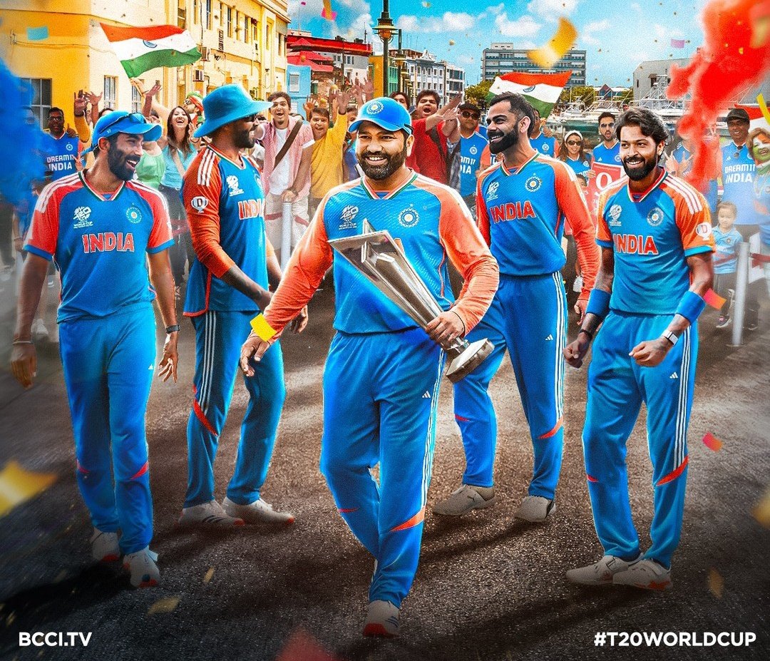 RichKettle07's tweet photo. Rohit Sharma🐐 from T20 World Cup Winning Player to T20 World Cup Winning Captain 👏 Rohit has came a long way 🙌

After 17 years, India 🇮🇳 lifts the T20 World Cup Trophy🏆under the Captaincy of Hitman Rohit Sharma 👏

#RohitSharma #T20WorldCupFinal https://t.co/1A9mB7VM9R