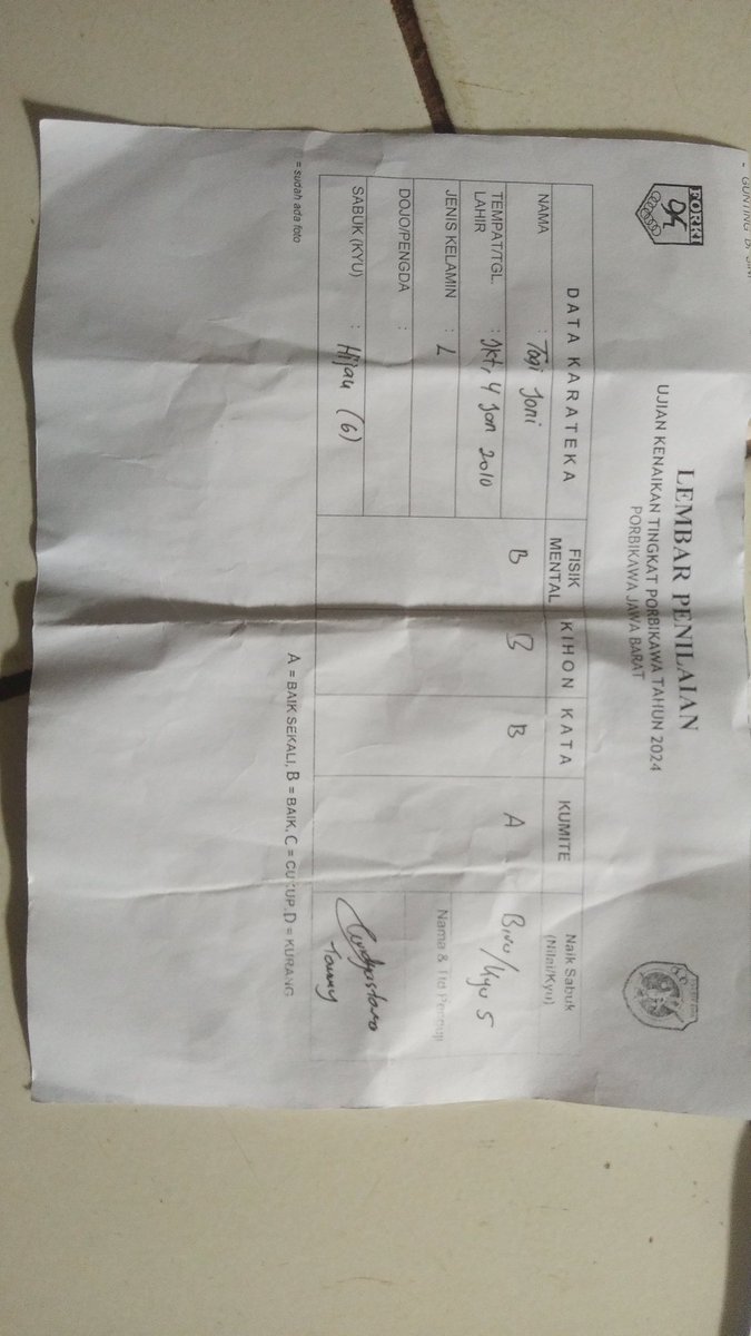 HeppyTampubolo1's tweet image. Selamat Atas Kenaikan Sabuk nya di PORBIKAWA KARETE -DO INDONESIA PROVINSI JAWABARAT 
 1.TOGI JP. SIMANJUNTAK KE SABUK BIRU

2 ANGELICA SIMANJUNTAK KE SABUK COKELAT KYU 1
30 JUNI 2024

SUKSES SELALU #PORBIKAWA #forki #karateindonesia #jawabarat #kotadepok