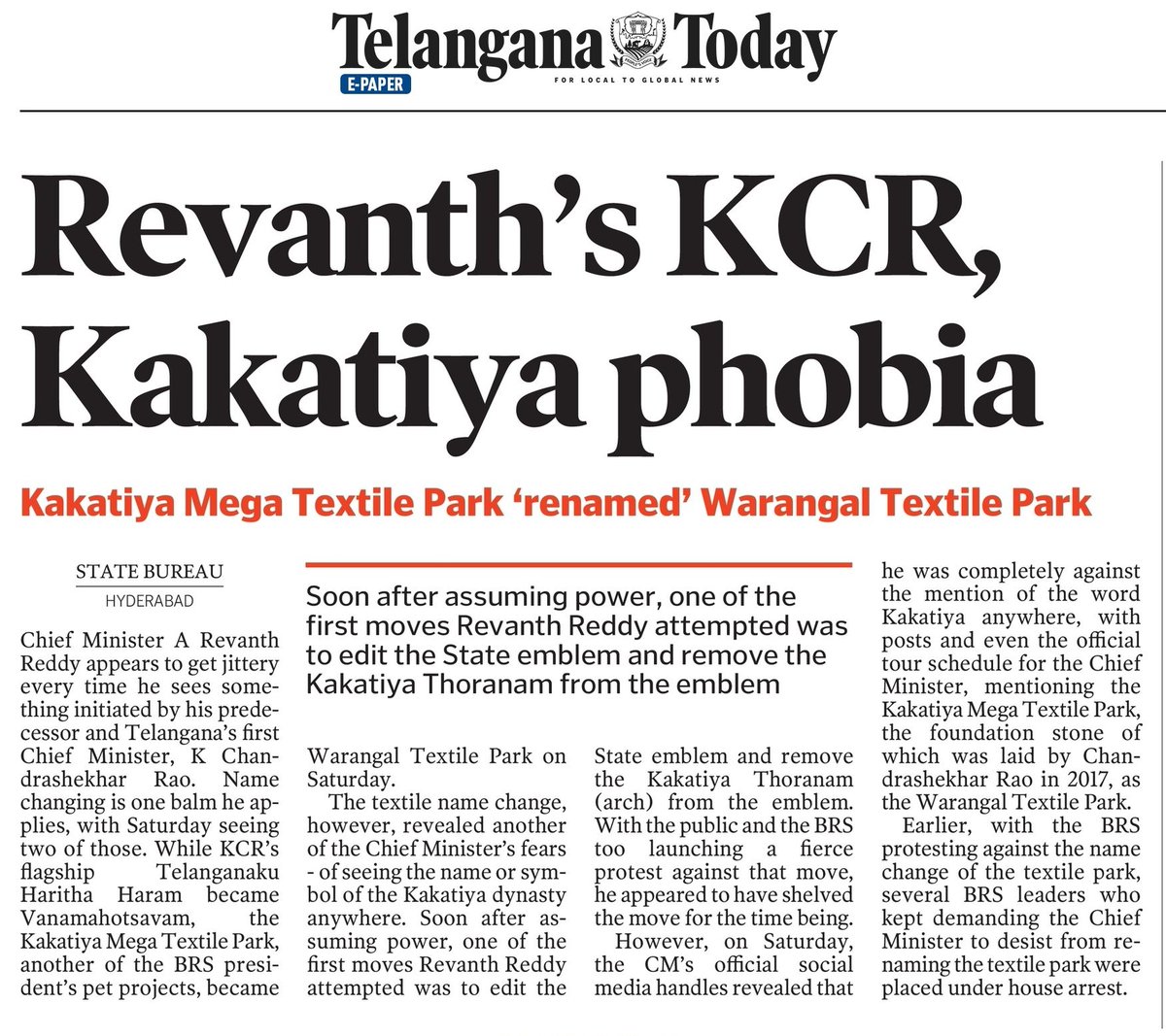 KonathamDileep's tweet image. News: Names of #HarithaHaram and Kakatiya Mega Textile Park changed!

When KCR Garu was the Chief Minister, he was called a Game Changer!
Today, we have a guy, who is just a Name Changer!