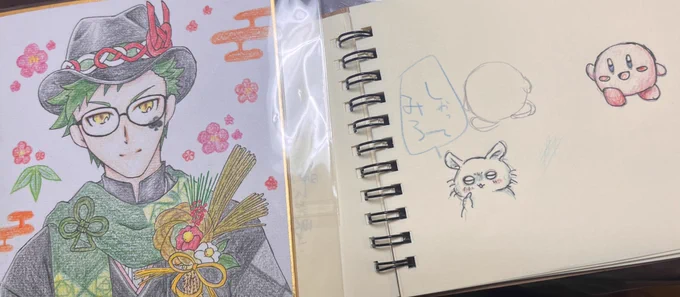 こちら、おデートとセットで受け取らせて頂きました……
色鉛筆の色塗りマジで惚れ惚れしちゃう
これは美味いコーヒーをしばきながらライブ感覚で塗ってもらったかーびぃ(と、私が七瀬さんの色鉛筆を借りて描かせてもらったモモソガ) 