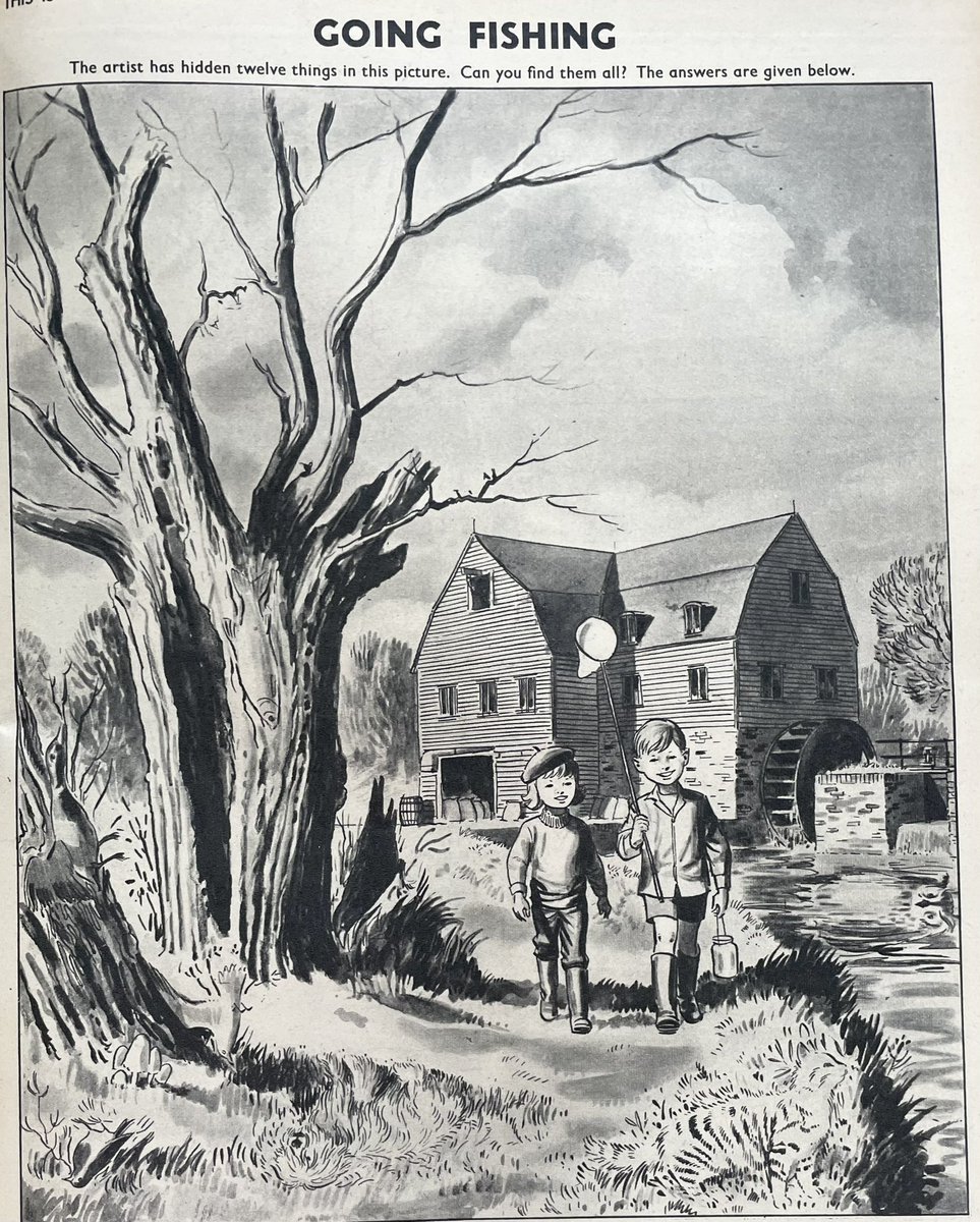 LBFlyawayhome's tweet photo. An observation test for you - (originally intended for 8 year-olds)

“The artist has hidden 12 things in this picture. How many can you find?” (From ‘Treasure’ magazine, 1965) https://t.co/JtUxQBqDU9