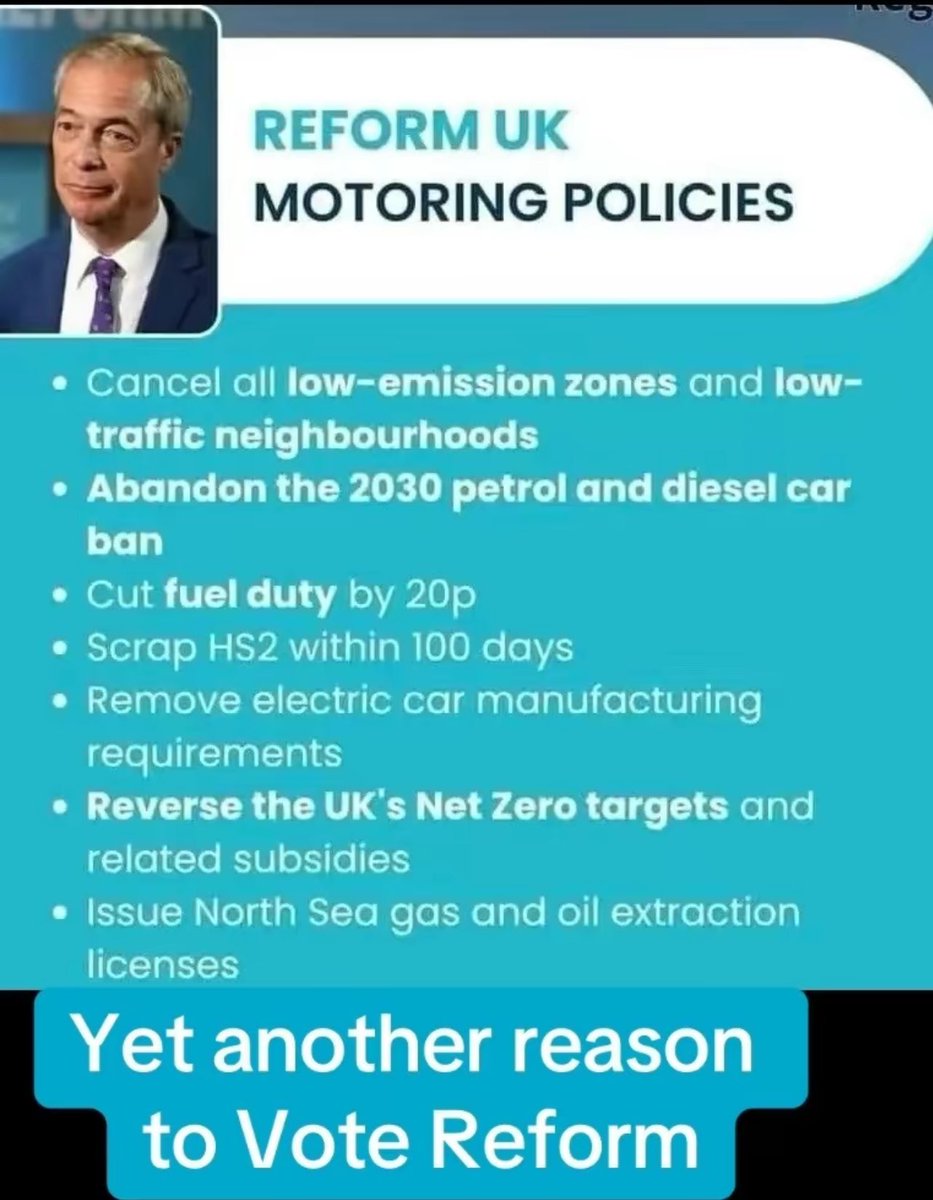 Wokewaster's tweet image. All you undecided voters out there who drive, do the Reform UK drivers policies appeal to you?