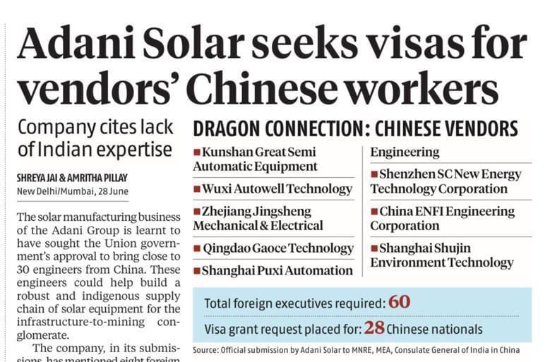 manickamtagore's tweet photo. Adani's at it again!
While Indians struggle for jobs, Adani seeks to bring in 28 Chinese engineers.
Modi gives our wealth to Adani, and Adani takes our jobs to China 🇨🇳.
Where's the "Make in India" promise now? #JobRobbery #AdaniExposed #MakeInIndiaFail https://t.co/Zem4BaKKcr