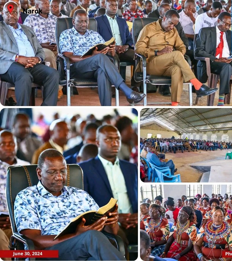 lizzrono's tweet photo. HAPPENING NOW
President William Ruto is Currently attending a Church Service at PEFA Church in Lolgorian, Narok County while DP Rigathi Gachagua is attending a Church Service in Kaplong, Bomet County

Gen Z over to you guys https://t.co/AVDbv30J4k