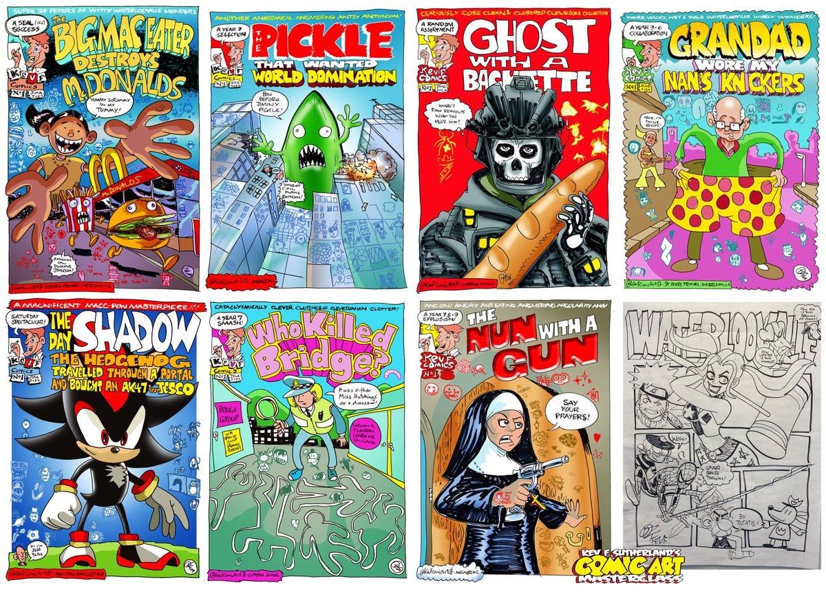 KevFComicArtist's tweet photo. Nun With A Gun and other stories, a week's worth of comics made with kids in my Comic Art Masterclasses in #Waterlooville Hampshire, @angmeringschool , #MaccPow Macclesfield, and @clevedonlitfest .
https://t.co/IIUuAnKhI7 https://t.co/XxiTAEw77S