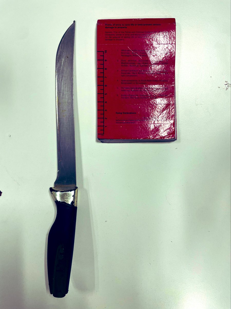 MPSHammFul's tweet photo. Officers from #ERPTB & #ERPTC responded to reports of a male with a weapon last night. Using #Taser, officers detained the male and recovered this weapon from his trousers. He was promptly arrested. https://t.co/uXV0jdNjci