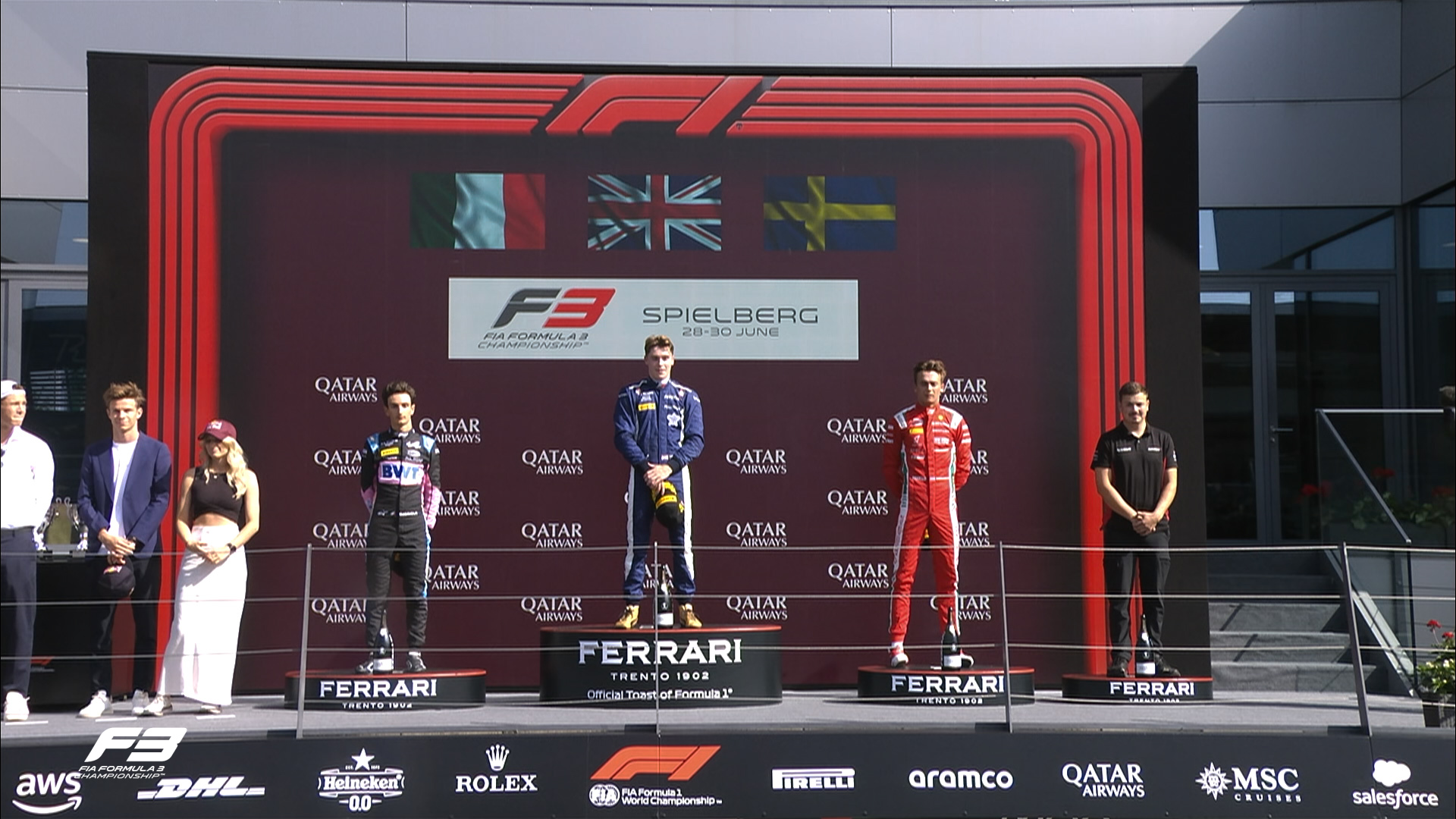 Podio de Formula 3 en Austria. Fuente: Twitter Formula 3