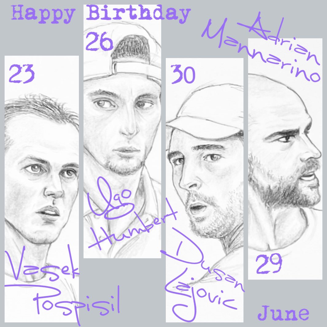 samansa05290201's tweet photo. Birthday (June 🐌)
#HappyBirthday 🎂🎾
#RafaelNadal 🇪🇸
#JohnMillman 🇦🇺
#RichardGasquet 🇫🇷
#VasekPospisil 🇨🇦
#UgoHumbert 🇫🇷
#AdrianMannarino 🇫🇷
#DusanLajovic 🇷🇸 https://t.co/2e42EVBjJM