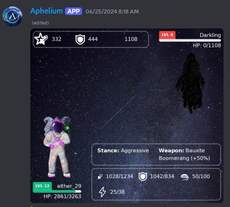 This is my alien invader encounter in <a href="/ApheliumGame/">Aphelium</a> which i killed in one attack with equipped bauxite boomerang.
#ApheliumGame 
#P2E 
#P2EGame 
#WAXNFT 
#WAXFAM