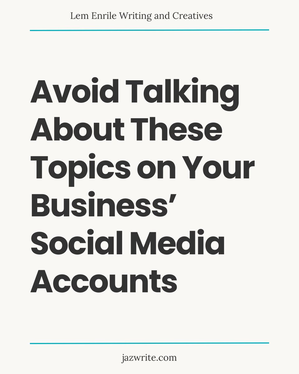 LemEnrile's tweet photo. If you want to prevent your #business from facing backlash or being cancelled, it's wise to avoid discussing these topics on your business's #socialmedia accounts. READ: https://t.co/YsRqEaBsI0 https://t.co/DO6ELj4Nd5