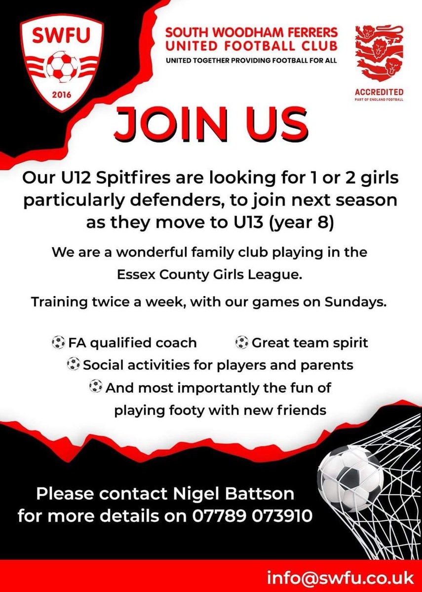 South Woodham Ferrers United FC Women & Girls (@swfu_fc_girls) on Twitter photo 