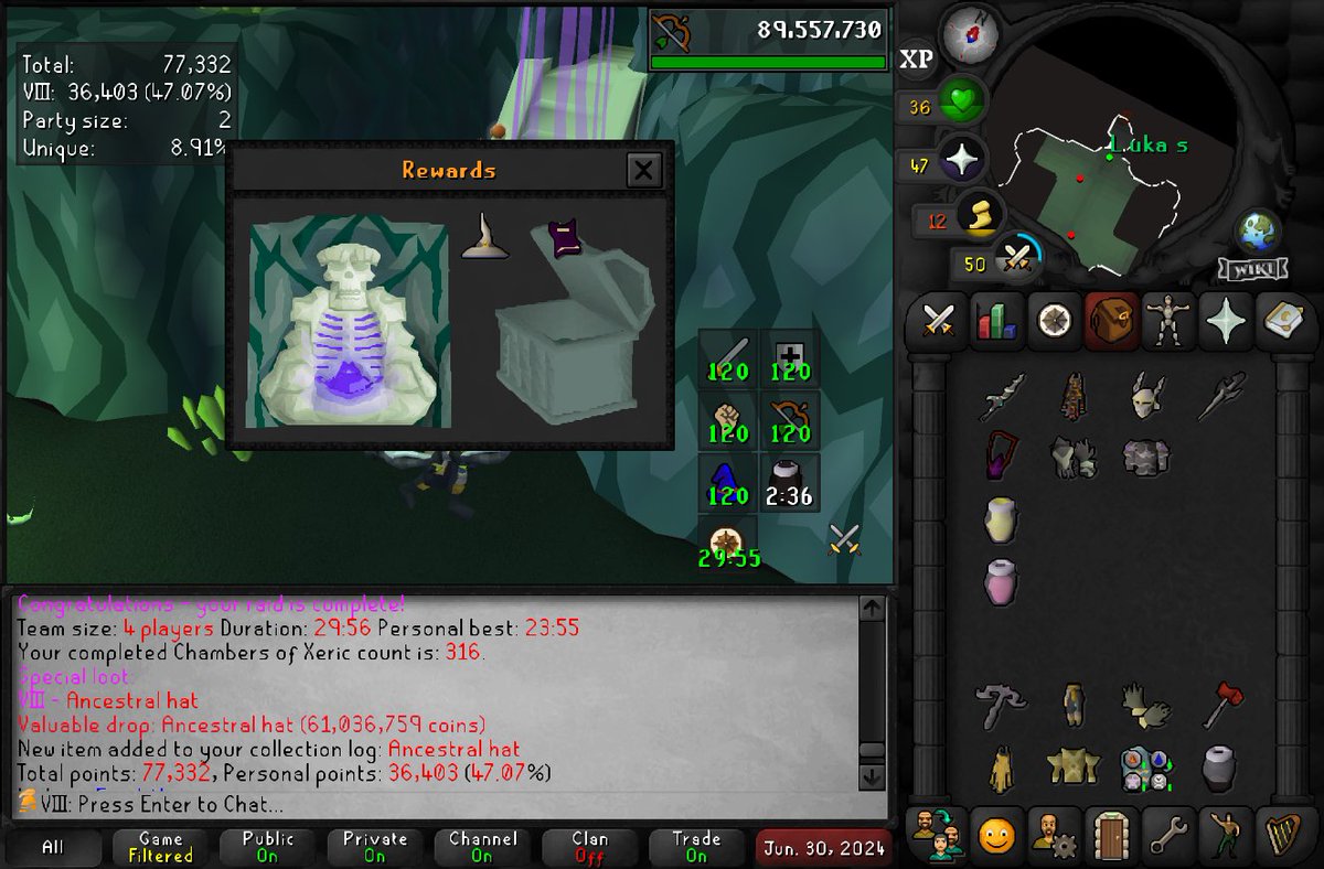 VIII_OSRS's tweet photo. Ancestral hat https://t.co/DTUgHQqK7W