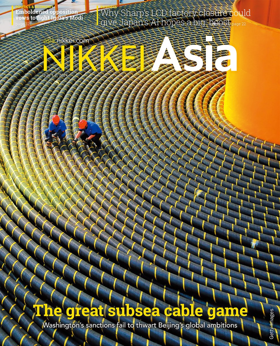 NikkeiAsia's tweet photo. The latest issue of Nikkei Asia magazine is out. Check out what's inside.

THE GREAT SUBSEA CABLE GAME
Washington's sanctions fail to thwart Beijing's global ambitions

https://t.co/7Y1qgcwyXd https://t.co/oKUBlJ4PkW