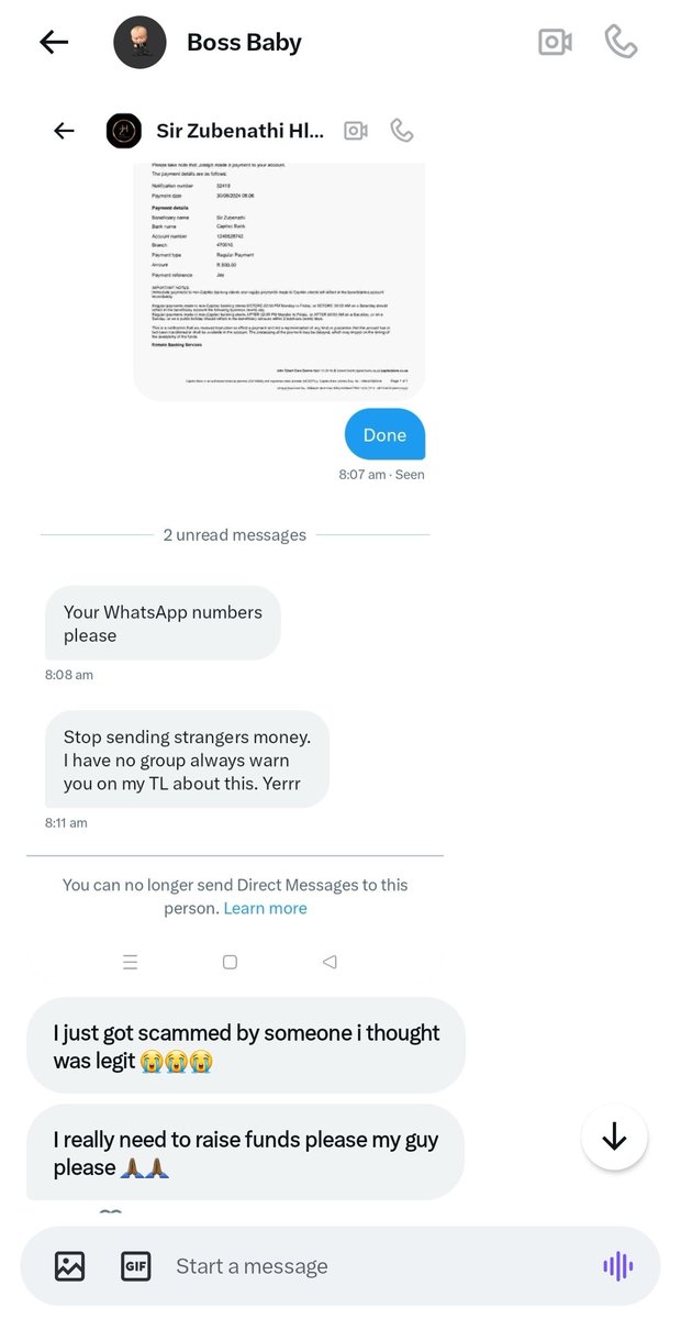 Makhulukhulu. (@sthembisorade93) on Twitter photo REPOST FOR AWARENESS‼️‼️
<a href="/zubenathihlong2/">Sir Zubenathi Hlongwane</a> Please explain what is the meaning of this?
I've been getting complaints about lots of punters that I respect but this is crossing the line bozza 😠
This brother trusted and believed in your works but you took his money and blocked him. REPOST FOR AWARENESS‼️‼️
<a href="/zubenathihlong2/">Sir Zubenathi Hlongwane</a> Please explain what is the meaning of this?
I've been getting complaints about lots of punters that I respect but this is crossing the line bozza 😠
This brother trusted and believed in your works but you took his money and blocked him.