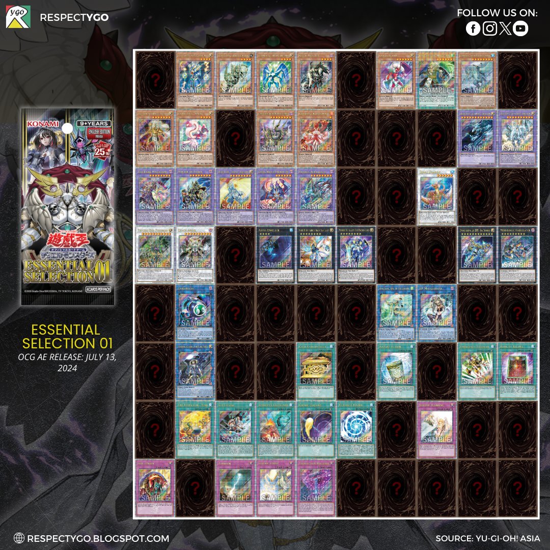 Respect_YGO's tweet photo. [ES01-AE] Updated set spoiler for ESSENTIAL SELECTION 01 Asian English ❤️

Follow me for updates 🤗⭐

 #ES01 #AsianEnglish #YGO #SetSpoiler https://t.co/77HmgBsyt2