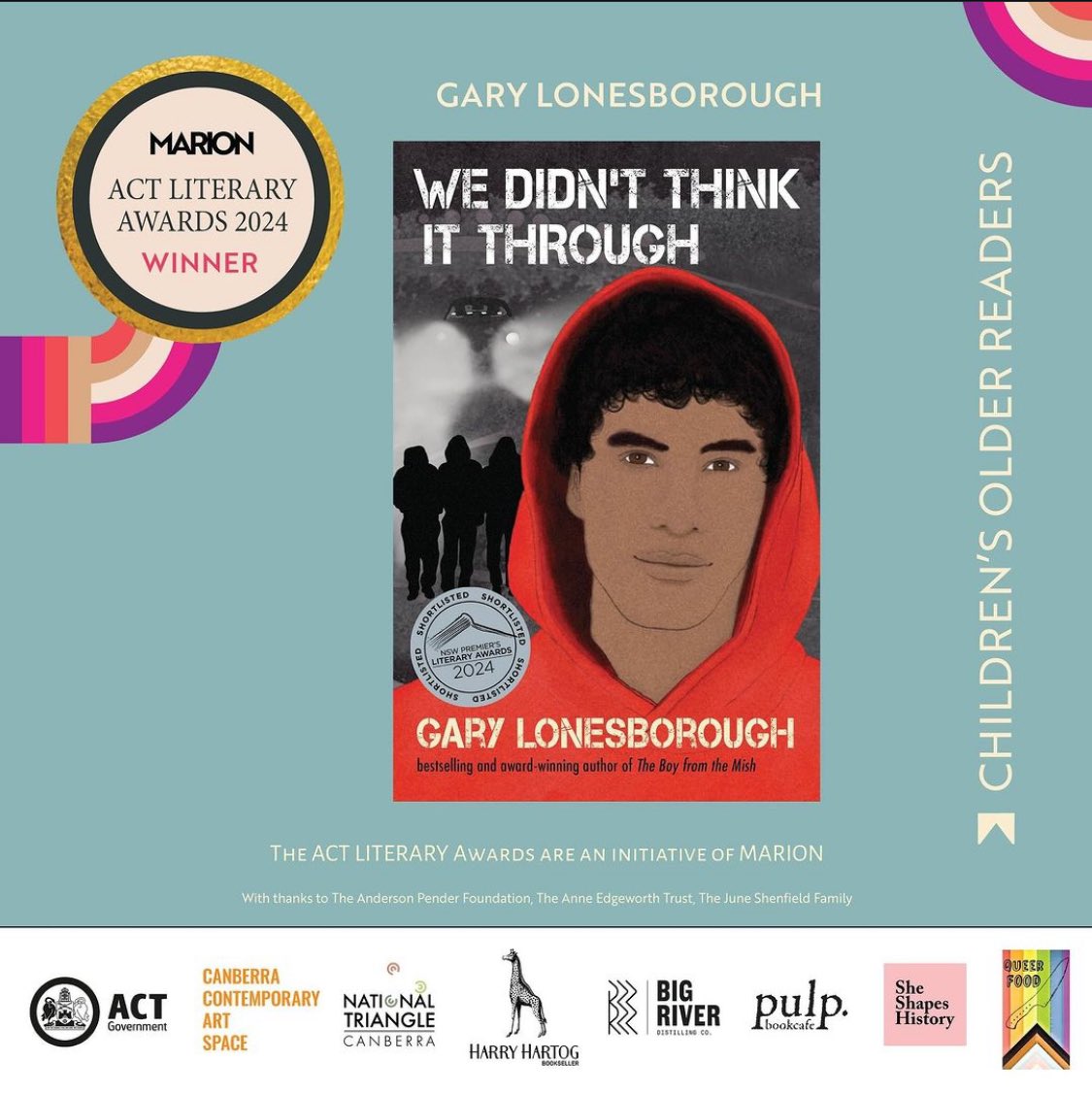 MARION (@marion_writers) on Twitter photo Congratulations to <a href="/GLonesborough/">Gary Lonesborough</a> who won best Children’s Book for Older readers at the ACT Literary Awards for the deeply moving We Didn’t Think This Through published by <a href="/AllenAndUnwin/">Allen & Unwin</a> ♥️
.
#kidslit #childrensbooks #Garylonesborough #YAFiction <a href="/TheCBCA/">The CBCA</a> @artsACT1 Congratulations to <a href="/GLonesborough/">Gary Lonesborough</a> who won best Children’s Book for Older readers at the ACT Literary Awards for the deeply moving We Didn’t Think This Through published by <a href="/AllenAndUnwin/">Allen & Unwin</a> ♥️
.
#kidslit #childrensbooks #Garylonesborough #YAFiction <a href="/TheCBCA/">The CBCA</a> @artsACT1