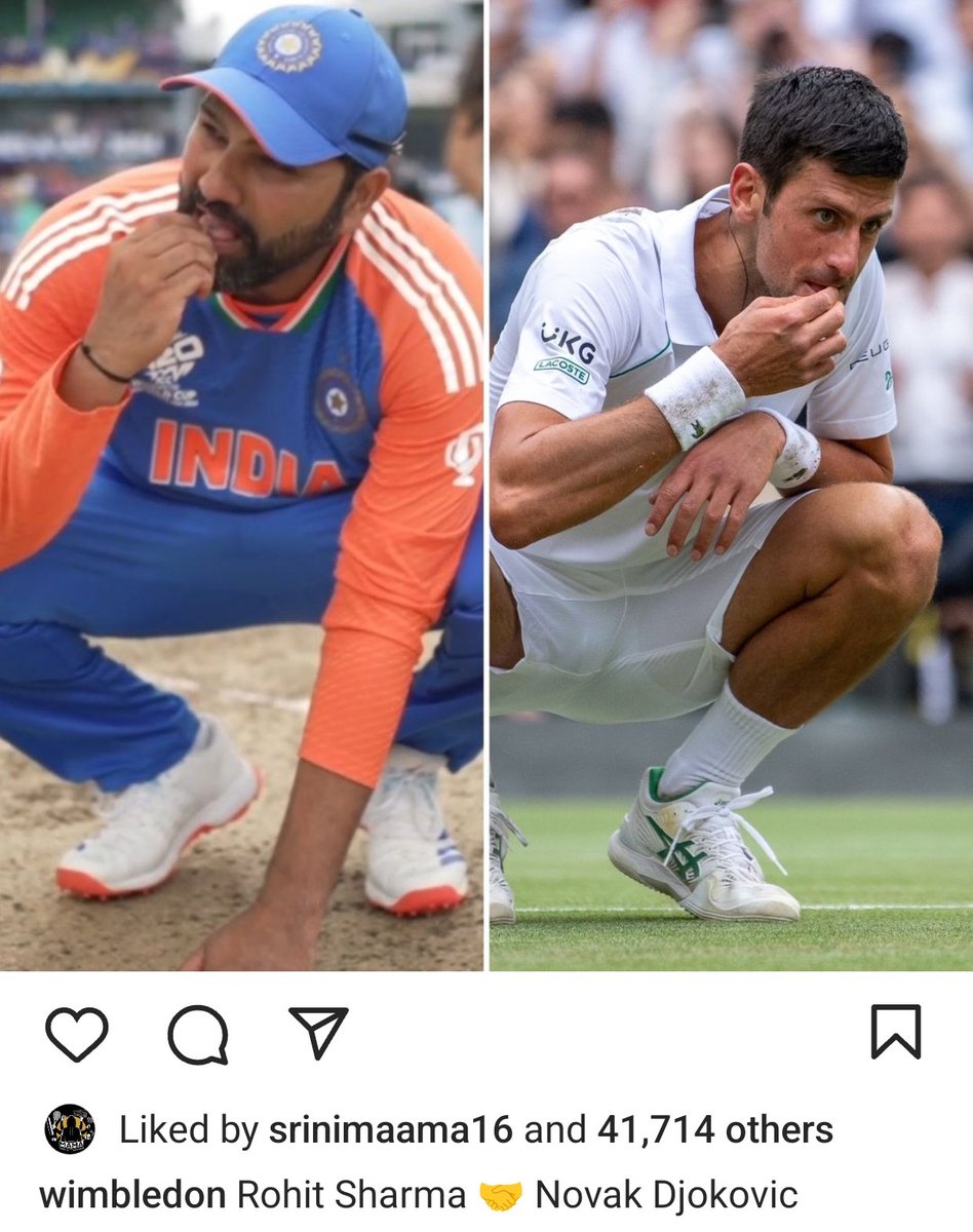 CricCrazyJohns's tweet photo. THE GOAT'S EATING GRASS. 🐐

Rohit 🤝 Novak. https://t.co/5nCocyNawn