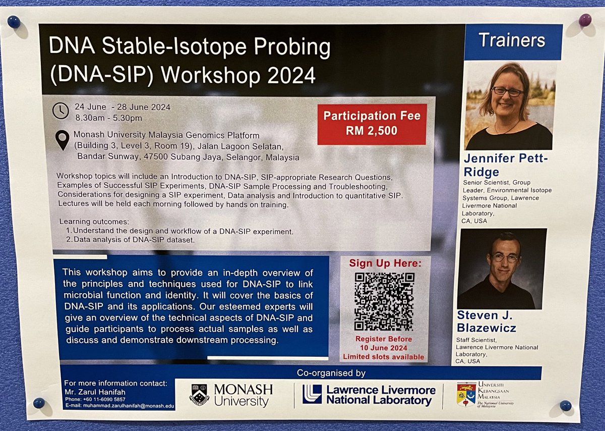 Dr. Jennifer Pett-Ridge (@jeffinerca) on Twitter photo A while ago <a href="/hazlin_85/">Hazlin Hazrin-Chong</a> wrote to ask if we would teach a course at <a href="/MonashMalaysia/">Monash Malaysia</a> about stable isotope probing(SIP). As you prob know, I’m a huge advocate. We (Steve Blazewicz, Mike Allen & I) were excited to develop a SIP curriculum and get to visit Kuala Lumpur. A 🧵 A while ago <a href="/hazlin_85/">Hazlin Hazrin-Chong</a> wrote to ask if we would teach a course at <a href="/MonashMalaysia/">Monash Malaysia</a> about stable isotope probing(SIP). As you prob know, I’m a huge advocate. We (Steve Blazewicz, Mike Allen & I) were excited to develop a SIP curriculum and get to visit Kuala Lumpur. A 🧵