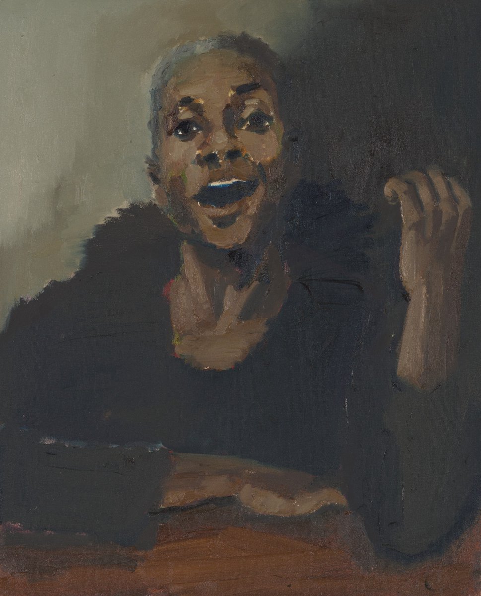 Tate's tweet image. Lynette Yiadom-Boakye’s 2020 painting ‘Razorbill’ shows a single female figure caught mid-speech or song. 

Inspired by her fascination with the history of figurative painting, Yiadom-Boakye creates complex personalities, familiar, yet dreamlike.

🎨 bit.ly/3zmX6zK