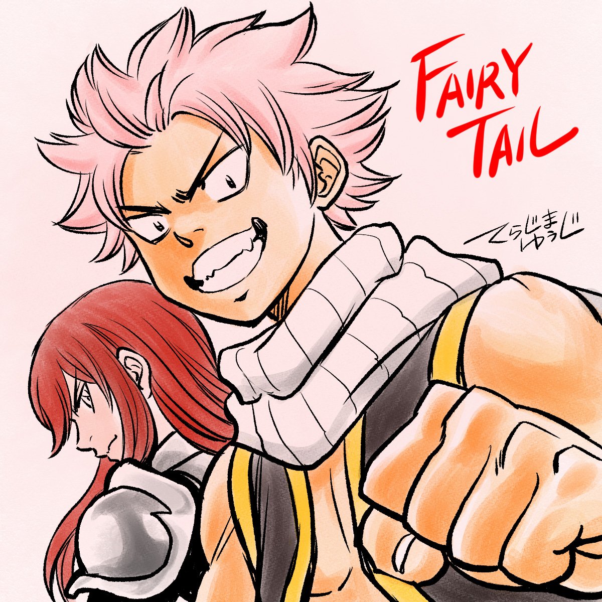 The first time Erza stepped behind Natsu in a fight, image size:1200x1200