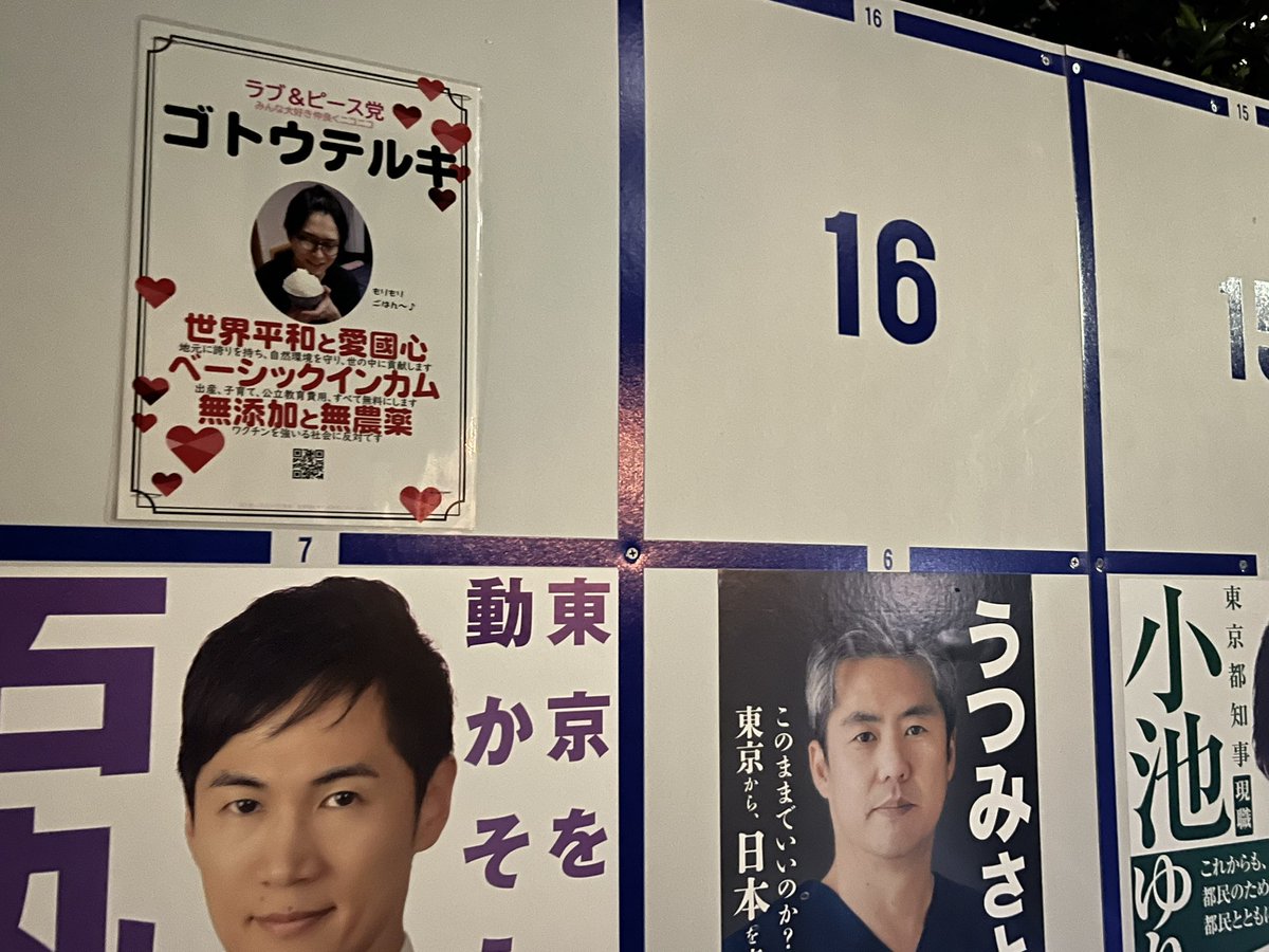 後藤輝樹様 専用 鶴巻4-5丁目中心にポスターを掲示しました。ひまわりが咲いていました🌻14-3,6、15-3,4,5,6,7,8、90-2  ネットプリント🉑、選挙ポスター貼りのご協力有難うございます！リプに詳細有り。 後藤輝樹(ゴトウテルキ) @gototeruki #東京都知事選2024