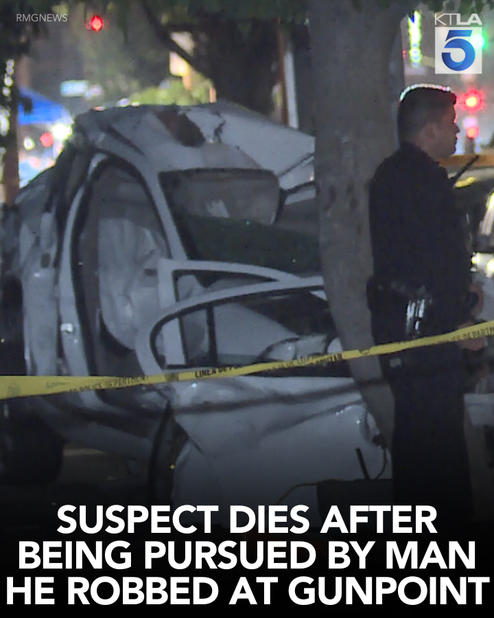 A suspect who robbed another man at a gas station was killed in a crash after the victim pursued him. trib.al/eQYZjIz