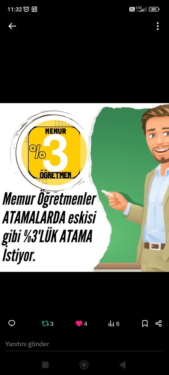 <a href="/MOB_Atama/">MEMURÖĞRETMENLERBİRLİĞİ</a> <a href="/RTErdogan/">Recep Tayyip Erdoğan</a> <a href="/Yusuf__Tekin/">Yusuf Tekin</a> <a href="/mehmetucum/">Mehmet Uçum</a> <a href="/CBegitimogretim/">TCCB EĞİTİM VE ÖĞRETİM POLİTİKALARI KURULU</a> <a href="/ankarakulisi06/">ANKARA KULİSİ</a> <a href="/_cevdetyilmaz/">Cevdet Yılmaz</a> <a href="/edipuzen/">Edip Üzen</a> <a href="/ekremhelvacifb/">EKREM HELVACIOĞLU</a> <a href="/ercanturk28/">Ercan TÜRK</a> <a href="/MeclisinSesi6/">Meclisin sesi 🏛️</a> <a href="/talatyavuz29/">Talat YAVUZ</a> <a href="/_aliyalcin_/">Ali YALÇIN</a> <a href="/EgitimBirSen/">Eğitim-Bir-Sen</a> <a href="/egitimajansi/">Eğitim Ajansı</a> #MemurÖğretmenler 'in ellerinden alınan hakları iade edilmelidir  
<a href="/tcmeb/">Millî Eğitim Bakanlığı</a>  <a href="/Yusuf__Tekin/">Yusuf Tekin</a>  <a href="/memetsimsek/">Mehmet Simsek</a> <a href="/yavuzatar/">yavuz atar</a>  <a href="/eczozgurozel/">Özgür Özel</a> <a href="/_cevdetyilmaz/">Cevdet Yılmaz</a> <a href="/israfilkisla/">İsrafil KIŞLA</a>  
 <a href="/TBMMEgitim/">TBMM Milli EğitimKom</a> <a href="/CBegitimogretim/">TCCB EĞİTİM VE ÖĞRETİM POLİTİKALARI KURULU</a>
 <a href="/kemalsamlioglu/">Kemal ŞAMLIOĞLU</a> 
 <a href="/NumanKurtulmus/">Numan Kurtulmuş</a>  <a href="/yilmaznazif/">Nazif Yılmaz</a>  <a href="/dbdevletbahceli/">Devlet Bahçeli</a> <a href="/_aliyalcin/">Ali Yalçın</a> şnn