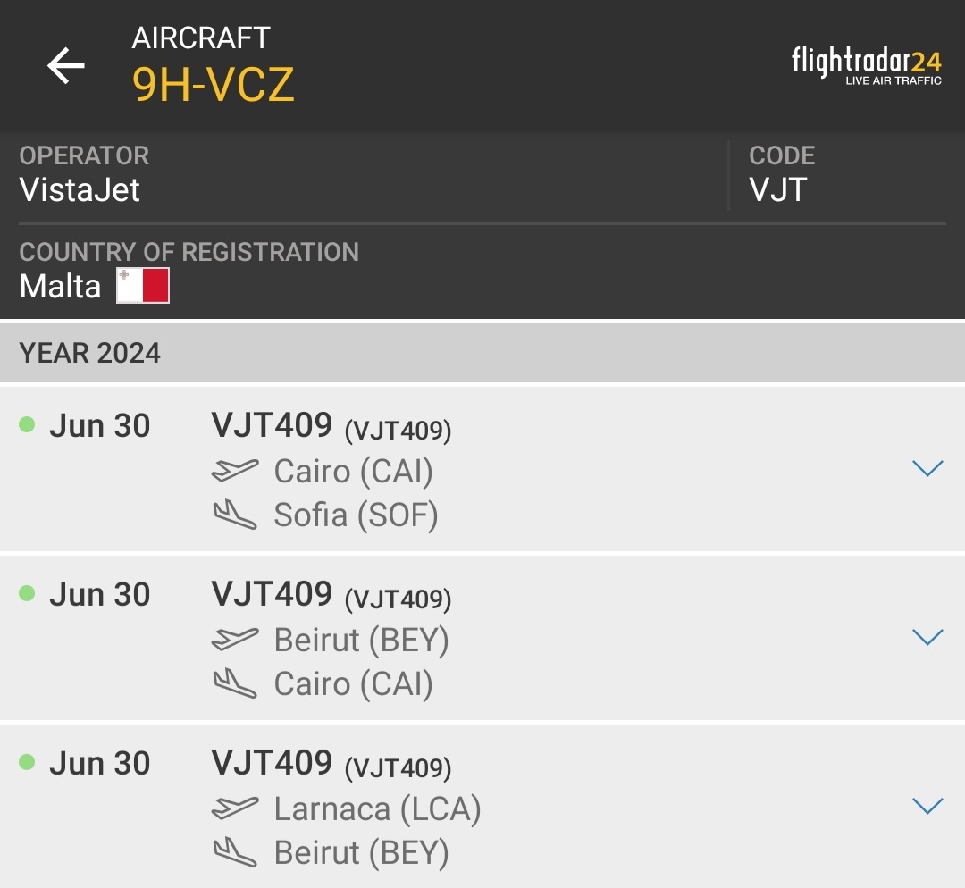 LebanonJets's tweet photo. #9HVCZ @vistajet arrived into #Beirut from #Larnca next to #Cairo (CAI) & later to #Sofia https://t.co/gtNEZ9H2gp