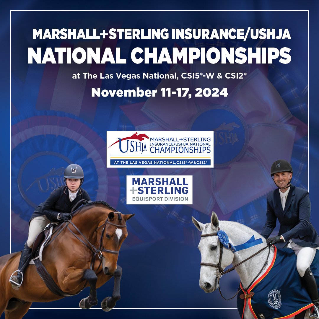 Save the date!📢 The Marshall+Sterling Insurance/Equisport/USHJA National Championships is returning to The Las Vegas National Horse Show at the South Point Hotel, Casino &amp; Spa in Las Vegas, Nevada, from November 11-17, 2024.