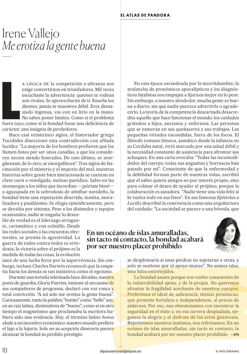 Recomiendo la lectura de este artículo de <a href="/irenevalmore/">Irene Vallejo</a> 
sobre la bondad.