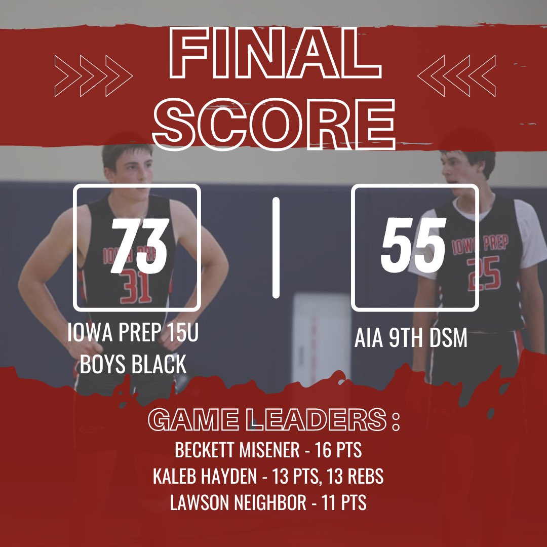 TNT5Basketball's tweet photo. Final: Iowa Prep 15U Boys Black. They will play for the championship at 10:00. https://t.co/R5CYG6Cjtg