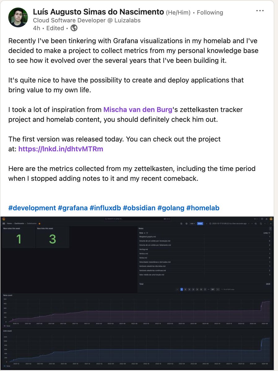 mischa_vdburg's tweet image. Someone took my crazy idea of a Zettelkasten tracker and actually built the app that I wanted! I&apos;m so excited to see this happen, the internet truly is a magic place.

github.com/luissimas/zett…