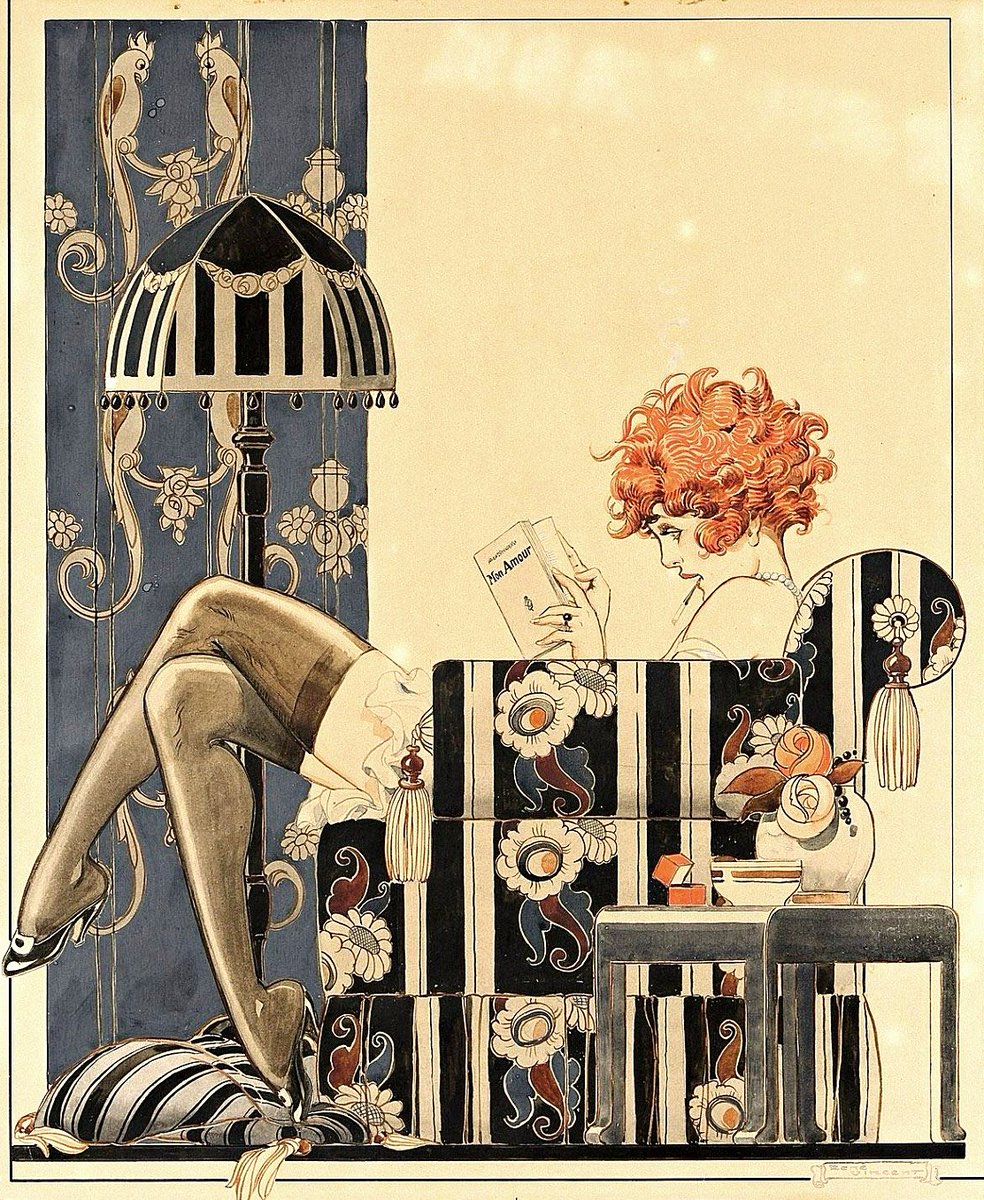 "Mon Amour." Magazine cover illustration for La Vie Parisienne, November 20, 1920. Gouache and watercolor on paper. Rene Vincent