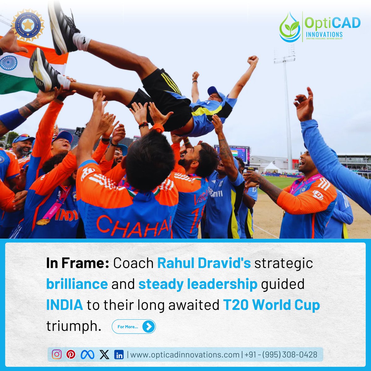 OptiCAD_In's tweet image. 𝐂𝐞𝐥𝐞𝐛𝐫𝐚𝐭𝐢𝐧𝐠 𝐄𝐱𝐜𝐞𝐥𝐥𝐞𝐧𝐜𝐞: 𝐂𝐨𝐧𝐠𝐫𝐚𝐭𝐮𝐥𝐚𝐭𝐢𝐨𝐧𝐬 𝐭𝐨 𝐓𝐞𝐚𝐦 𝐈𝐧𝐝𝐢𝐚 𝐟𝐨𝐫 𝐭𝐡𝐞𝐢𝐫 𝐫𝐞𝐦𝐚𝐫𝐤𝐚𝐛𝐥𝐞 𝐯𝐢𝐜𝐭𝐨𝐫𝐲 𝐢𝐧 𝐭𝐡𝐞 𝐈𝐂𝐂 𝐓𝟐𝟎 𝐖𝐨𝐫𝐥𝐝 𝐂𝐮𝐩 𝟐𝟎𝟐𝟒!

#OptiCAD #indiawin #ICCT20WorldCup