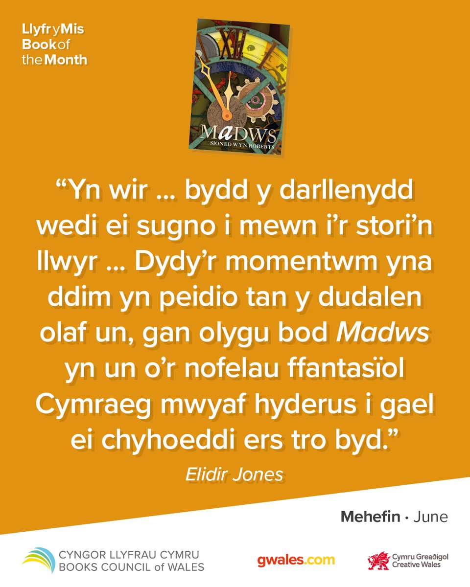 📚Madws gan Sioned Wyn Roberts, @sionirobs, yw #LlyfrYMis.

⬇️Darllenwch adolygiad Elidir Jones yn llawn yma:
llyfrau.cymru/llyfr_y_mis/ha…

📚Ar gael nawr o’ch siop lyfrau leol.

#CefnogiSiopauLlyfrau | @Gwasgybwthyn1