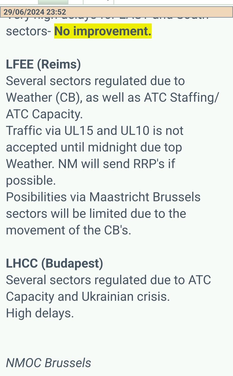 saintex2002's tweet photo. In 🇪🇺.. Yesterday around 2352UTC.. 31926 IFR controlled flights.. 10mn #averageDLA per flight.. 55% due to BAD WEATHER.. 39% to ATC..

So around less than 5mn due to ATC.. In a such bad environment that's FINALLY NOT to bad !!.. 🤔 🤔 🤔 https://t.co/FvkxN7DQPe