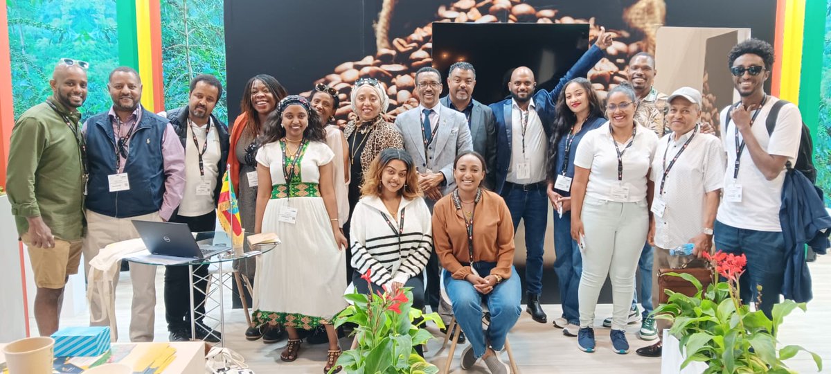 ETEmbassySTO's tweet photo. Yesterday, the final day of World of Coffee COPENHAGEN 2024, the Ethiopian Embassy representative, with the Ethiopian Airlines Area Manager &amp; Diaspora leaders, hosted an 🇪🇹 coffee ceremony and discussed collaborations with industry stakeholders. The event concluded successfully. https://t.co/W0VrTtEEHp