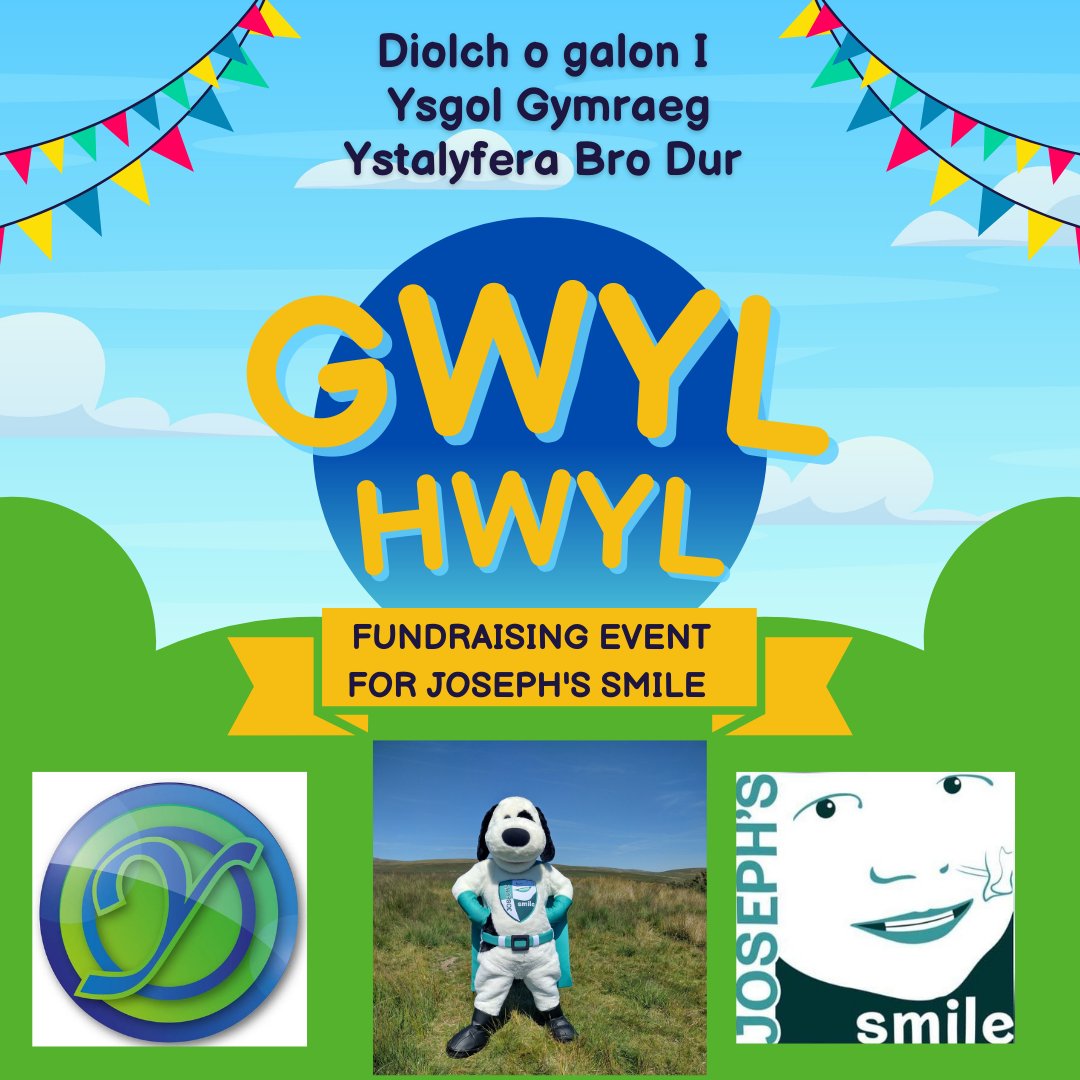 Rydym mor ddiolchgar a chyffrous i fynd i Gwyl Hwyl  Ysgol Gymraeg Ystalyfera Bro Dur dydd Iau, I godi arian ar gyfer Joseph's Smile. Diolch yn fawr i'r holl athrawon a myfyrwyr sy'n gweithio'n galed i wneud y digwyddiad hwn yn bosibl. Rydym yn edrych ymlaen i weld chi gyd 💚