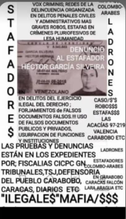 CastilloLebrun's tweet photo. @LebrunCast86699 @TarekWiliamSaab @MinpublicoVEN DENUNCIÓ VOX CRIMINIS BANDAS DELICTIVAS EN ILEGALES CORRUPTAS TRIBUS JUDICIALES TRIBUNALICIAS Y HAMPONILES APOYADAS EN INMORALES INFLUYENTES ABOGADOS EN ASOCIACIÓN PARA DELINQUIR JUECES FISCALES AUXILIARES VIOLENCIA ROBOS PLURIOFENSIVOS HURTOS SECUESTROS EXTORSION ESTAFAS FRAUDES https://t.co/CSr1B9mmtr